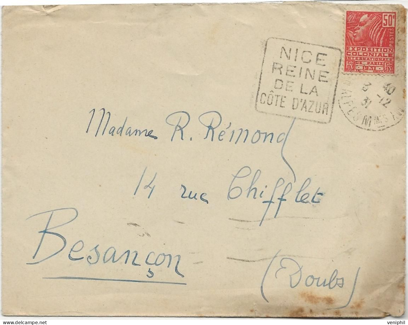 LETTRE AFFRANCHIE  N° 886 OBLITERATION DAGUIN - NICE REINE DE LA COTE D'AZUR - 1937 - Mechanical Postmarks (Other)