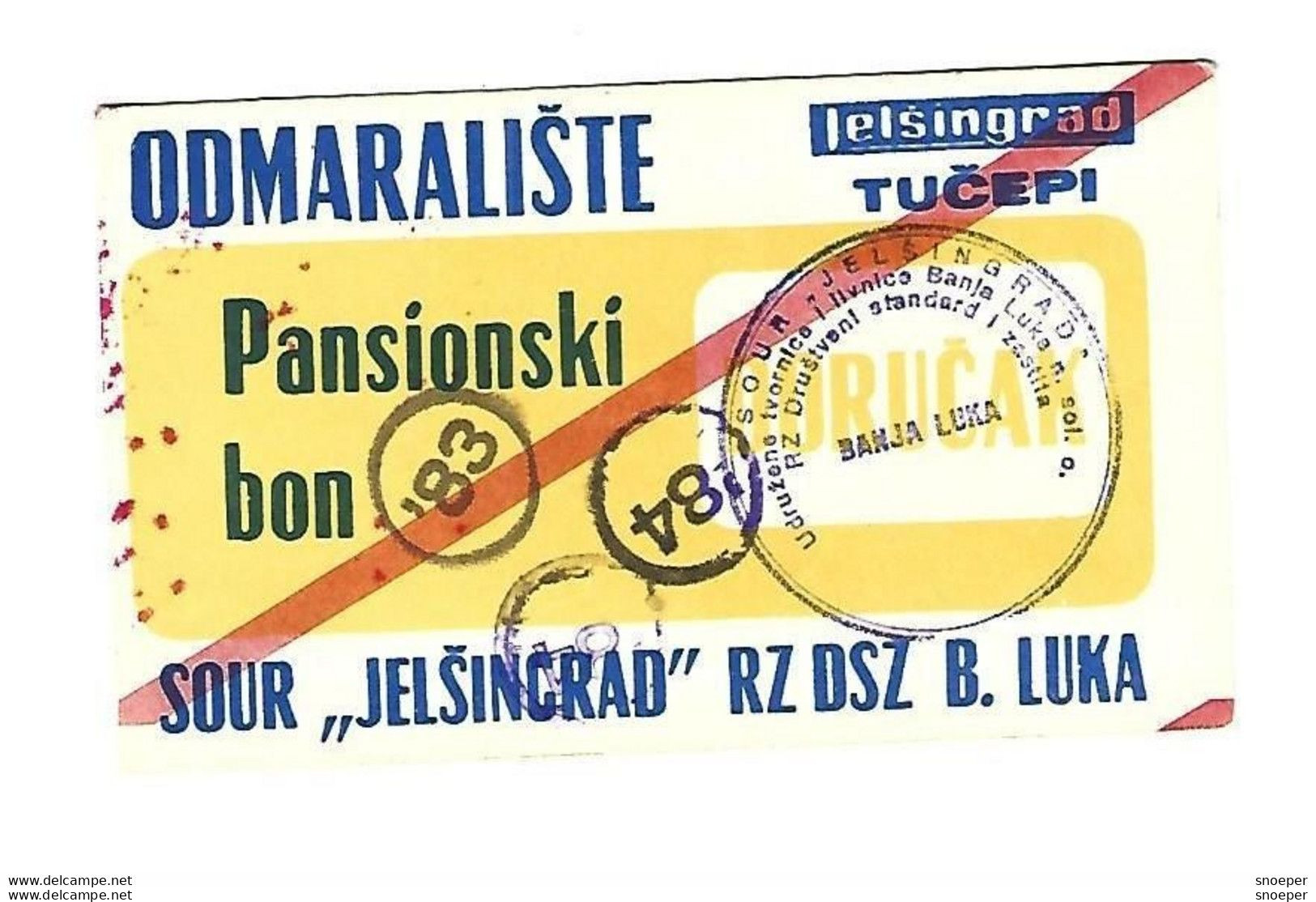 *croatia Tucepi Vacation Center Jelsingrad Lunch Voucher  1983-84   2 Round Stamp  C40 - Croacia