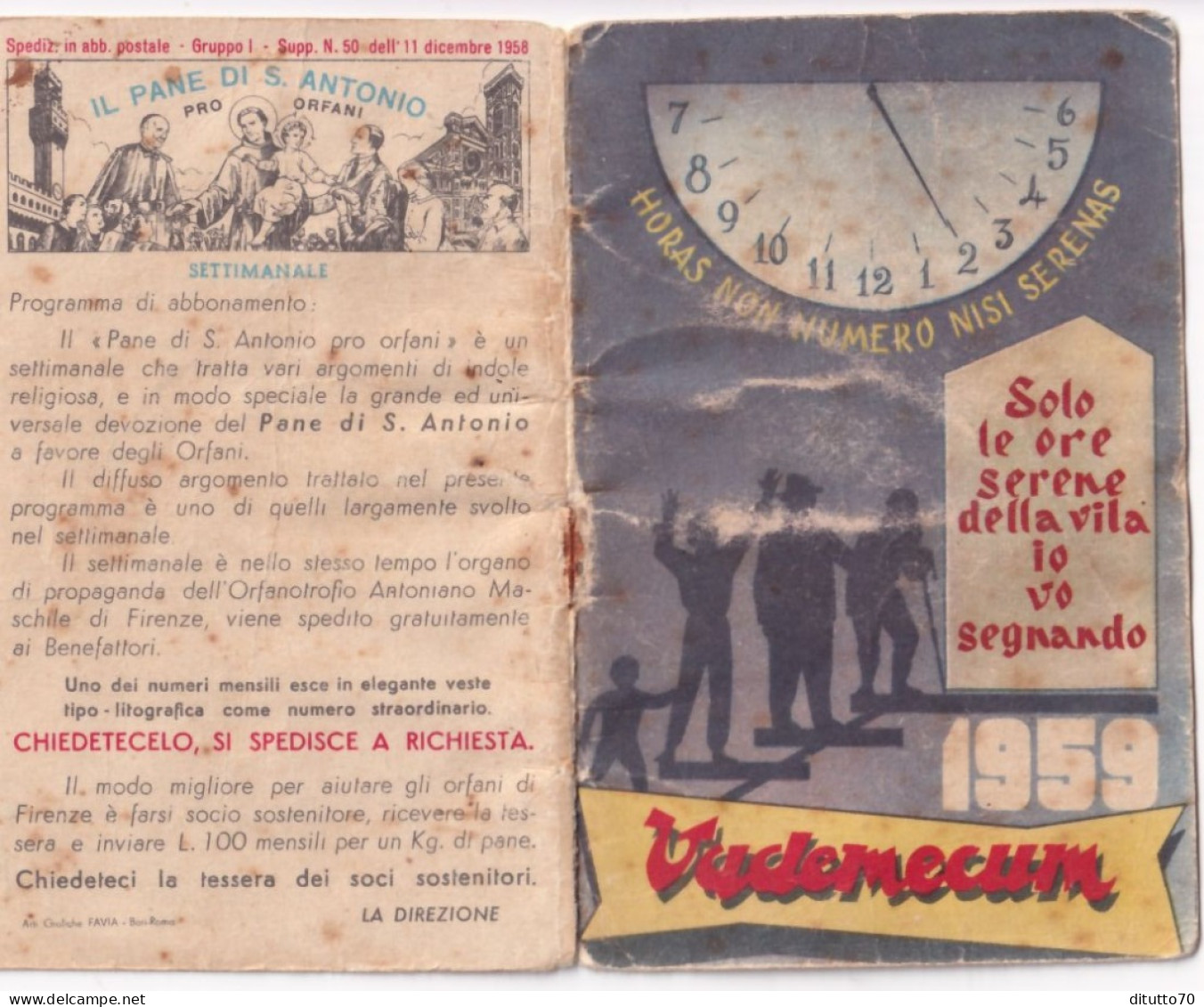 Calendarietto - Vademecum - Anno  1959 - Petit Format : 1941-60