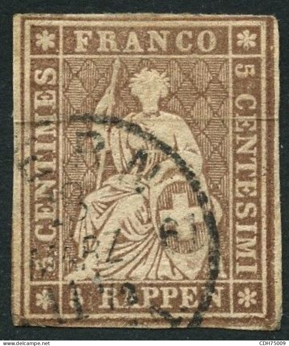 SUISSE - Z 22C 5 RAPPEN BRUN HELVETIA ASSISE - OBLITERE - Usados