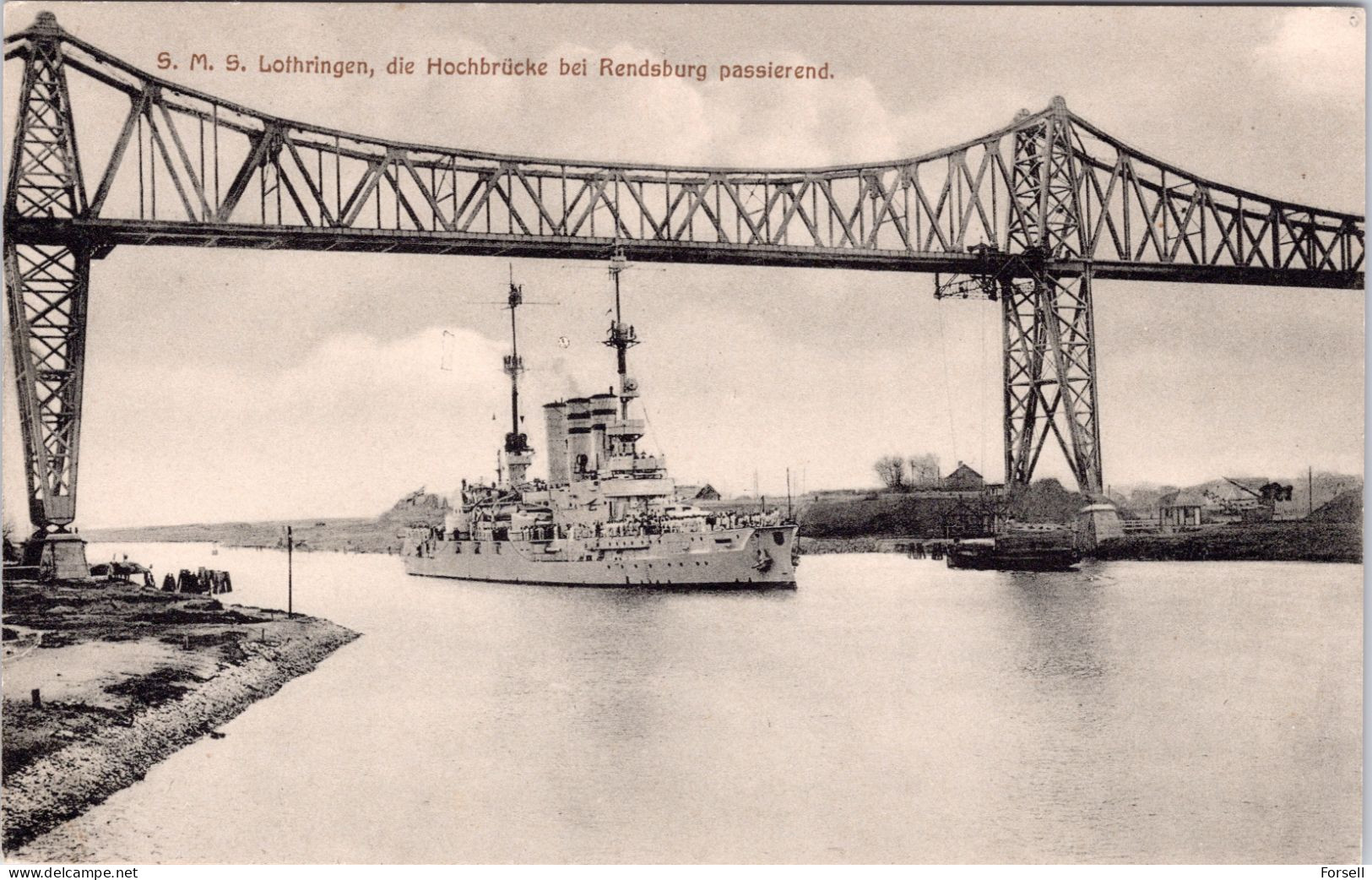 S.M.S. Lothringen Die Hochbrücke Bei Rendsburg Passierend (Ungebraucht) - Rendsburg