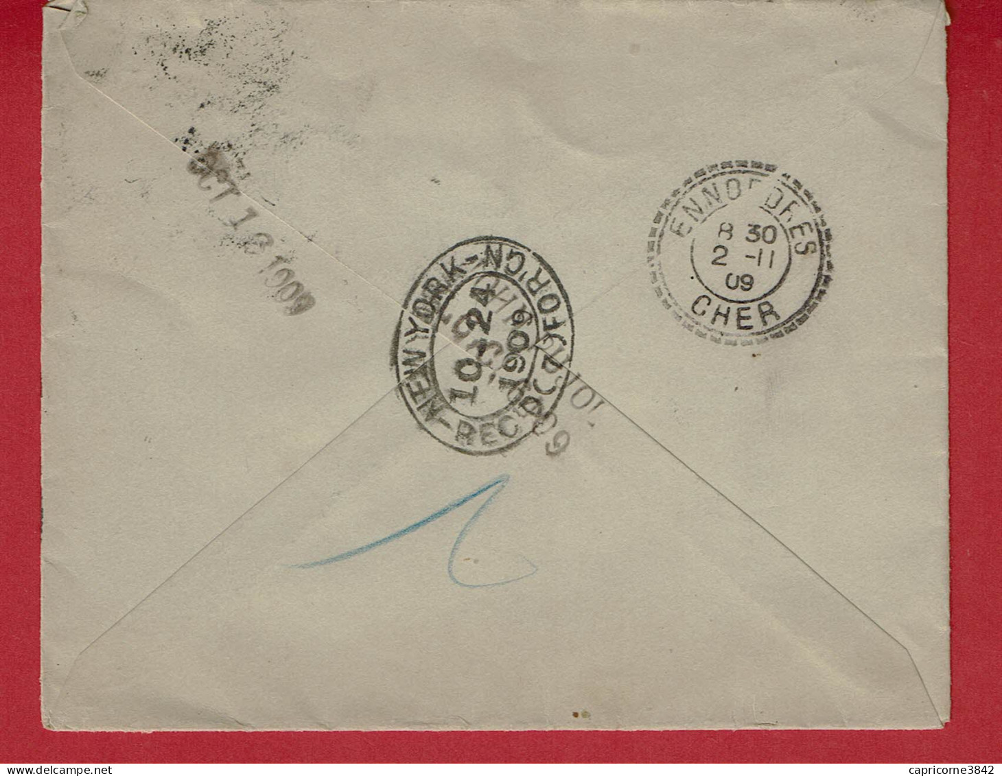 1909 - Lettre Recommandée De New York Pour La France - Voir Verso - Brieven En Documenten