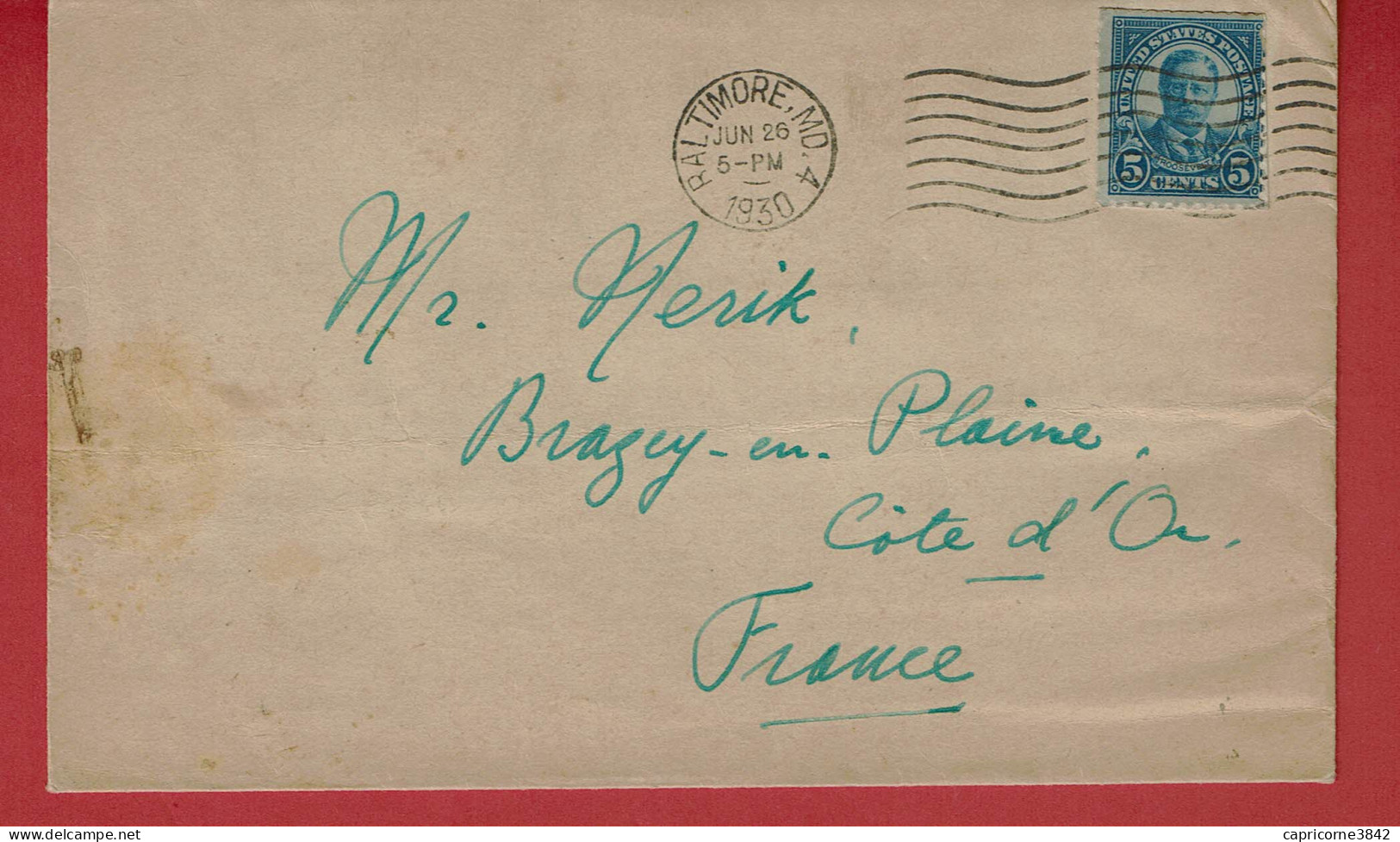 1930 - Lettre De Baltimore Pour La France - Tp N° 232 - Cartas & Documentos