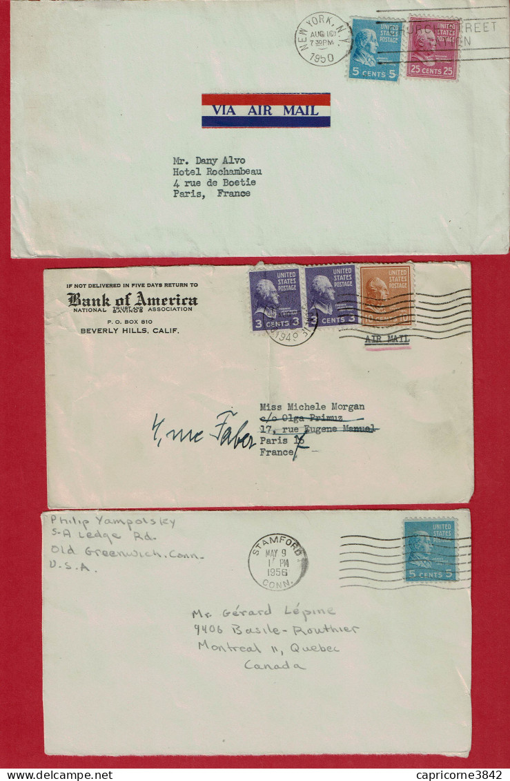 3 Lettres Pour La France - Tp N° 372 - 375 - 380 - 394  - 1 Document Only On Front Of Envelope - Cartas & Documentos