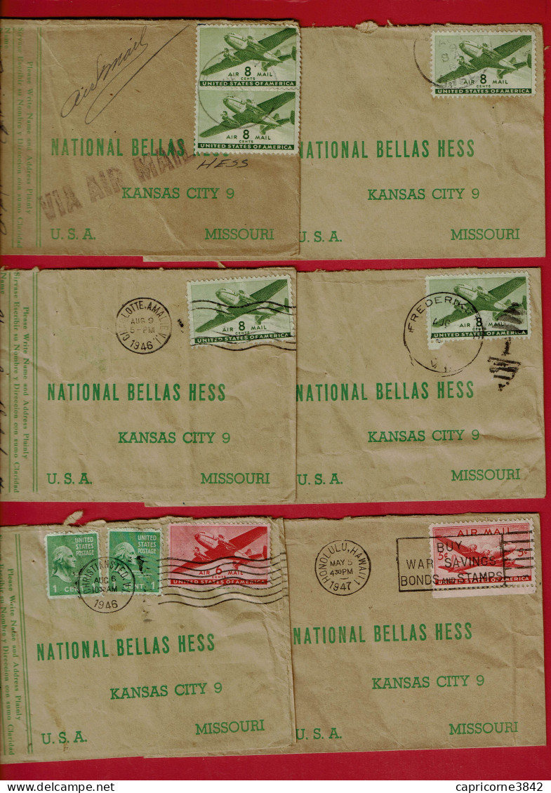 1946/1947 - 6 Envelppes De La Compagnie NATIONAL BELLAS HESS  - Tp N° PA 26 - 27 Et 32 - Cartas & Documentos