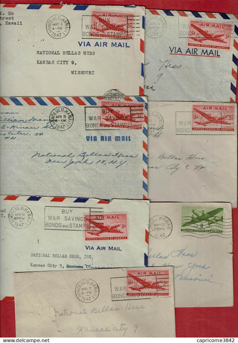 1946/1947 - 7 Enveloppes Expédiées De HAWAII - Tp N° 27 Et 33 - 2c. 1941-1960 Briefe U. Dokumente