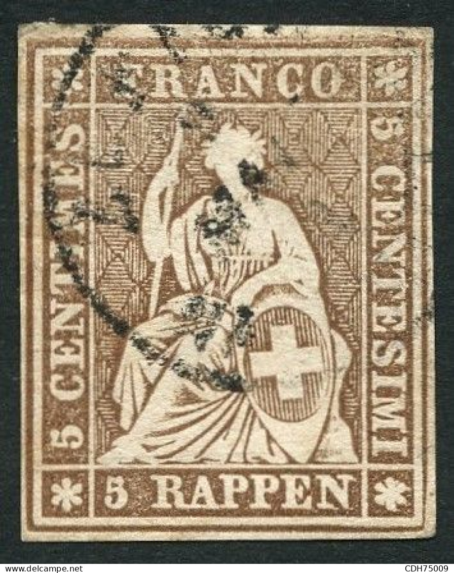 SUISSE - Z 22D 5 RAPPEN BRUN HELVETIA ASSISE - OBLITERE - Usati