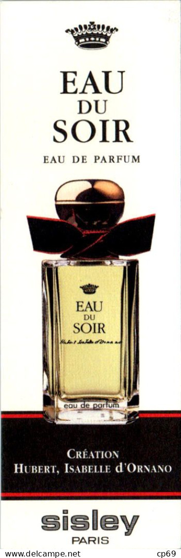 Carte Parfumée Parfum Eau Du Soir Eau De Parfum Création Hubert , Isabelle D'Ornano Sisley à Paris Dos Blanc Sup.E - Profumeria Moderna (a Partire Dal 1961)