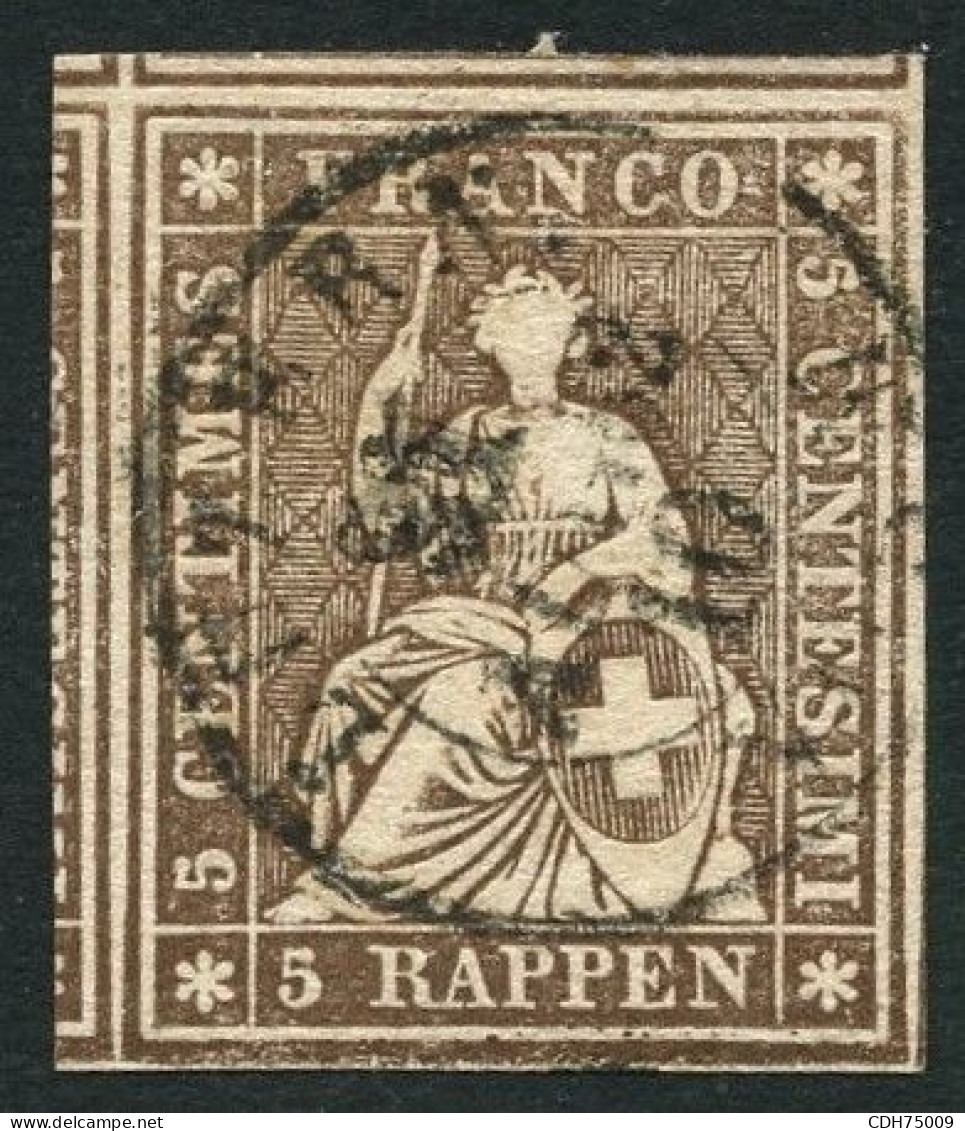 SUISSE - Z 22G 5 RAPPEN BRUN HELVETIA ASSISE - OBLITERE - Usati