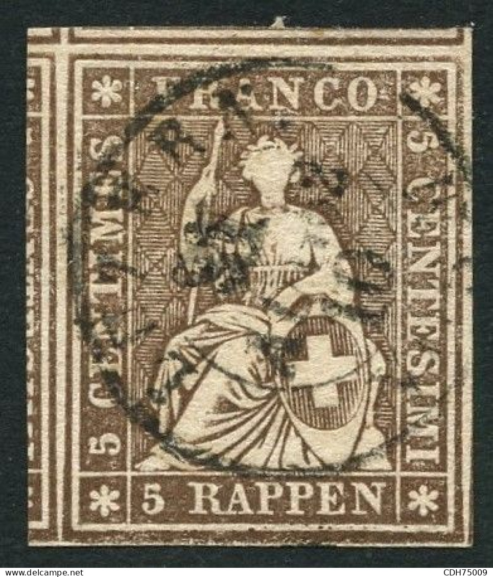 SUISSE - Z 22G 5 RAPPEN BRUN HELVETIA ASSISE - OBLITERE - Used Stamps