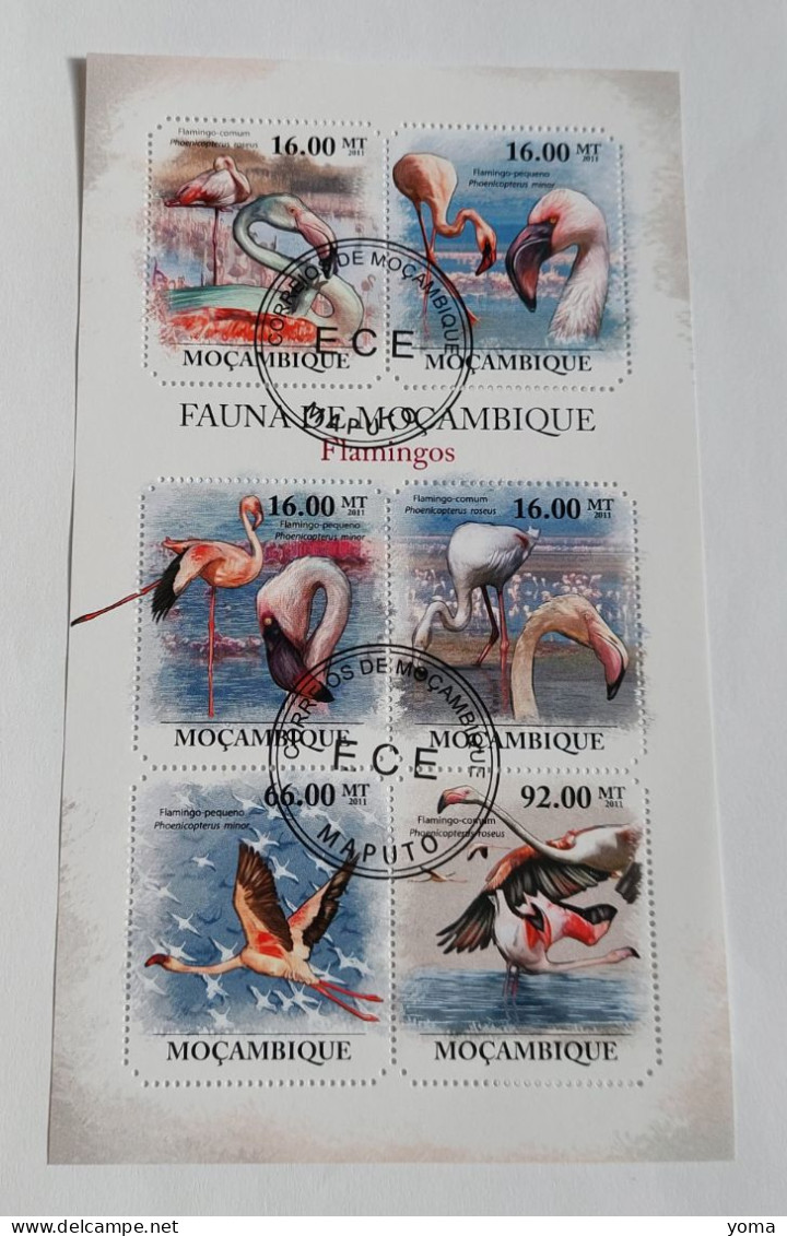 N° 4094 à 4099       Les Flamants - Oiseaux - Oblitérés - Mozambique