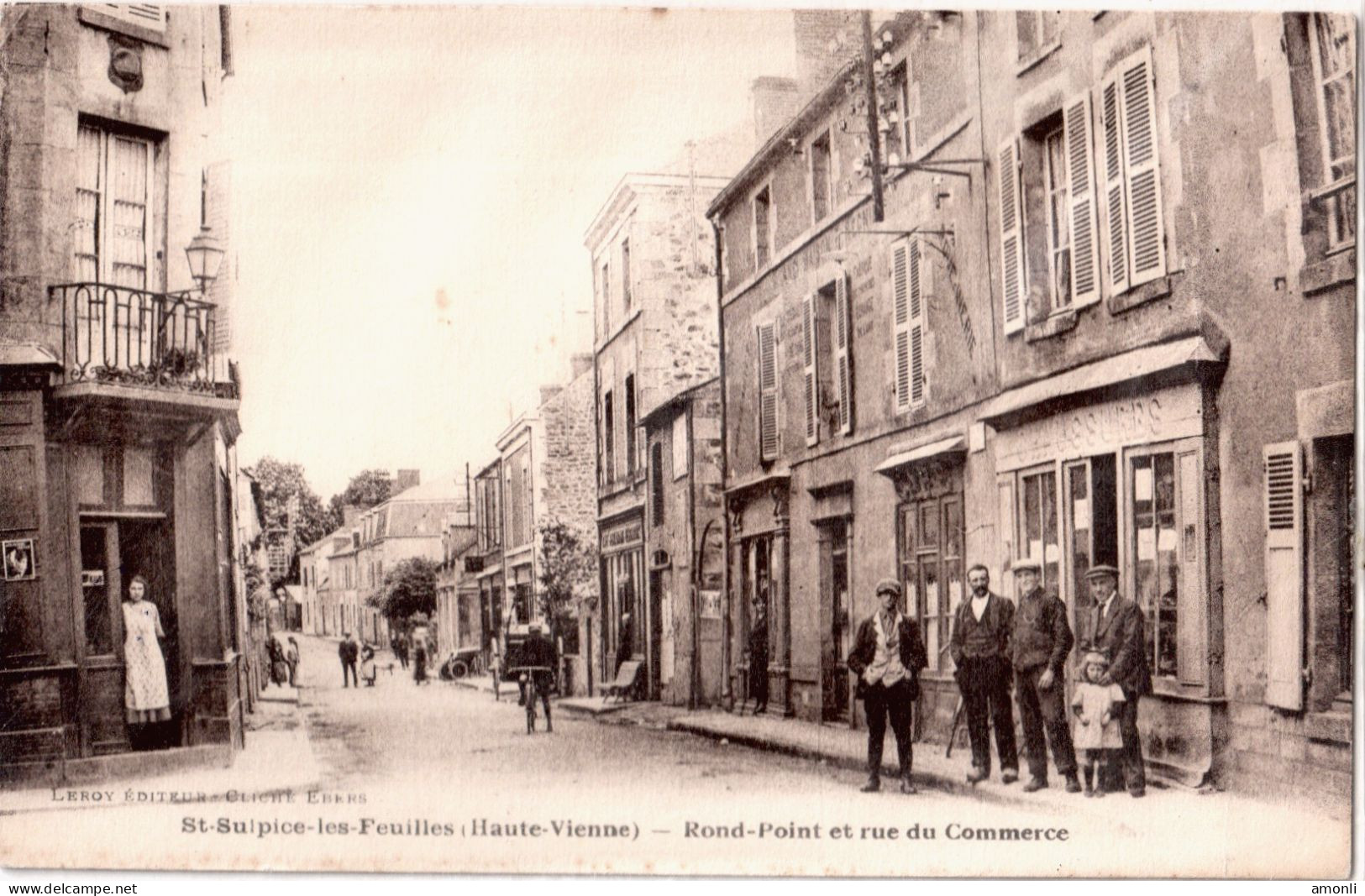 87. HAUTE-VIENNE - ST-SULPICE LES FEUILLES. Rond-Point Et Rue Du Commerce. - Saint Sulpice Les Feuilles