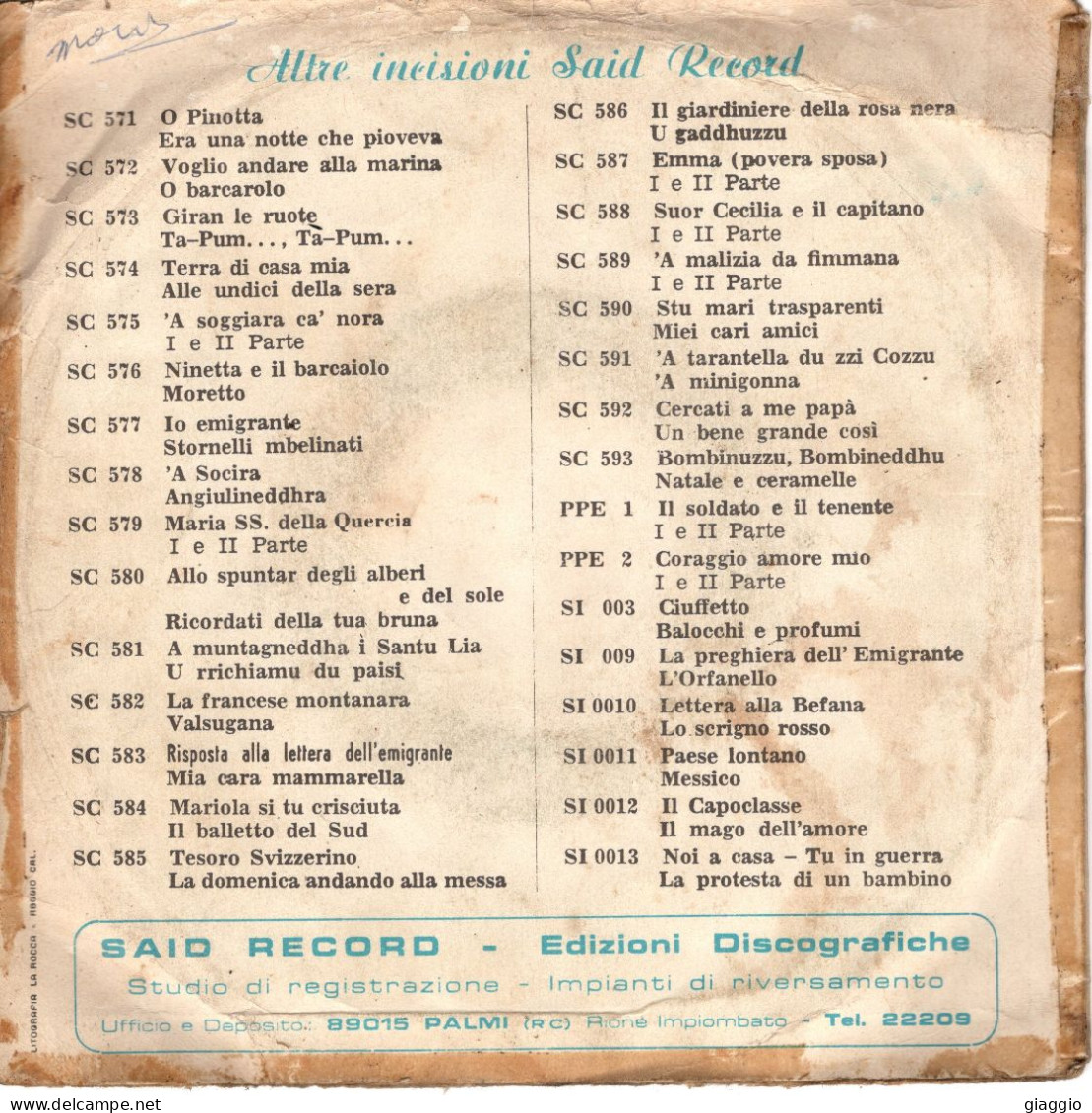 °°° 559) 45 GIRI - R.L PAOLI / TURIDDU E IL SUO COMPLESSO - TUPPE TUPPE LA PORTICELLA / CAPPELLO NERO NON MI TRADIR °°° - Autres - Musique Italienne