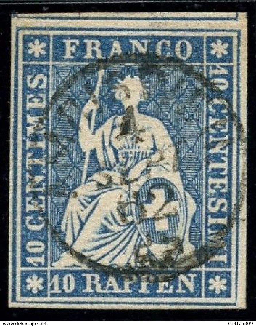 SUISSE - Z 23G 10 RAPPEN BLEU HELVETIA ASSISE - OBLITERE - Used Stamps