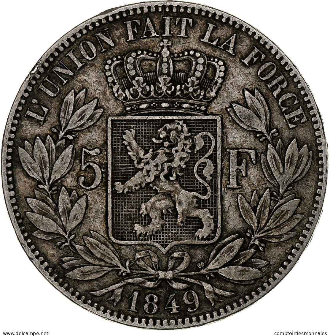 Belgique, Leopold I, 5 Francs, 5 Frank, 1849, Bruxelles, Argent, TB+, KM:17 - 5 Frank