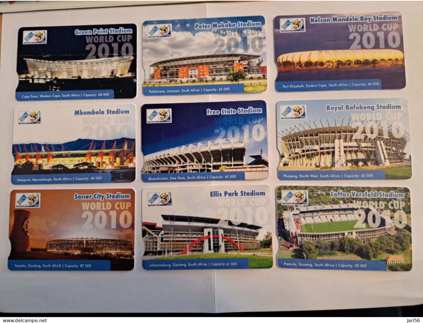 SOUTH AFRIKA  9X CHIPCARDS  25 R STADIONS OF WORLD CUP 2010 SOCCER/    Used  Chipcards     **16213** - Zuid-Afrika