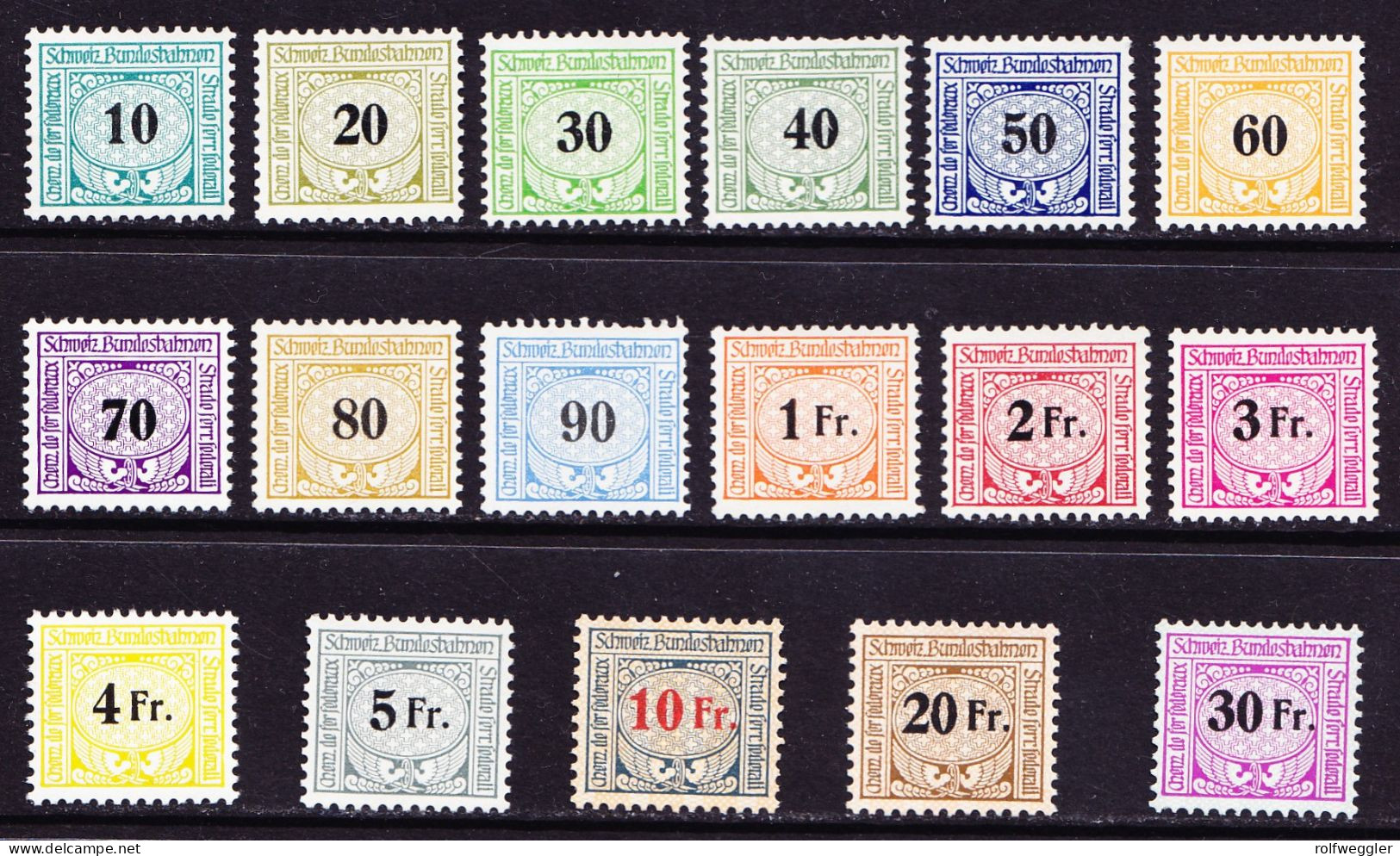 1940/1949 Eisenbahn Marken Serie, KAT Nr. 55x-71x, Postfrische Serie. 17 Werte. - Bahnwesen