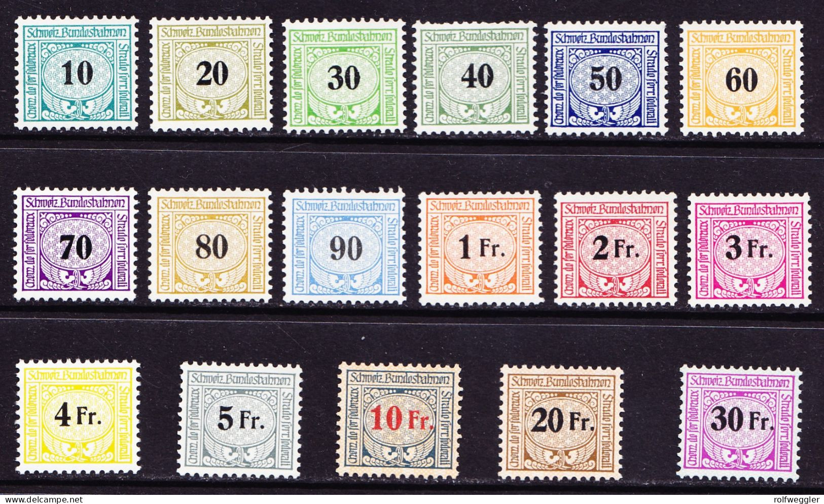 1940/1949 Eisenbahn Marken Serie, KAT Nr. 55x-71x, Postfrische Serie. 17 Werte. - Railway