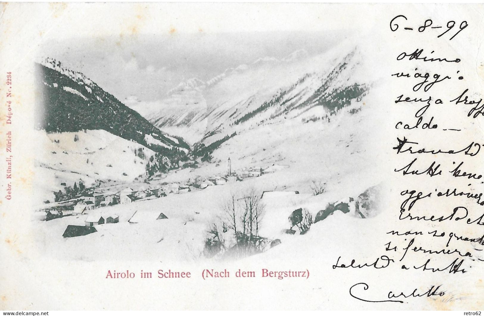 AIROLO ► Airolo Im Schnee (Nach Dem Bergsturz) Anno 1899 - Airolo