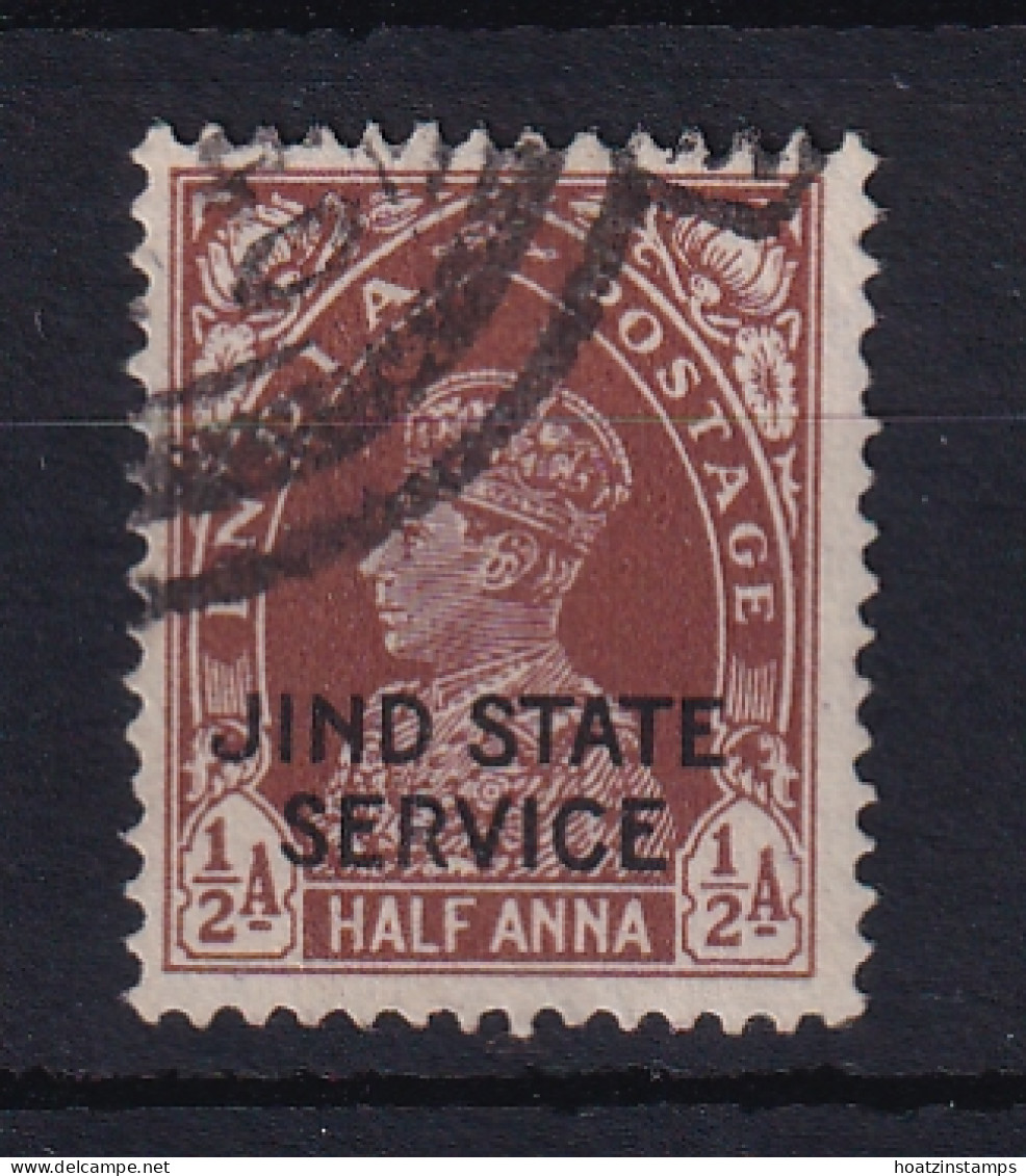 India - Jind: 1939/43   KGVI 'Jind State Service' OVPT   SG O74  ½a  Red-brown  Used - Jhind