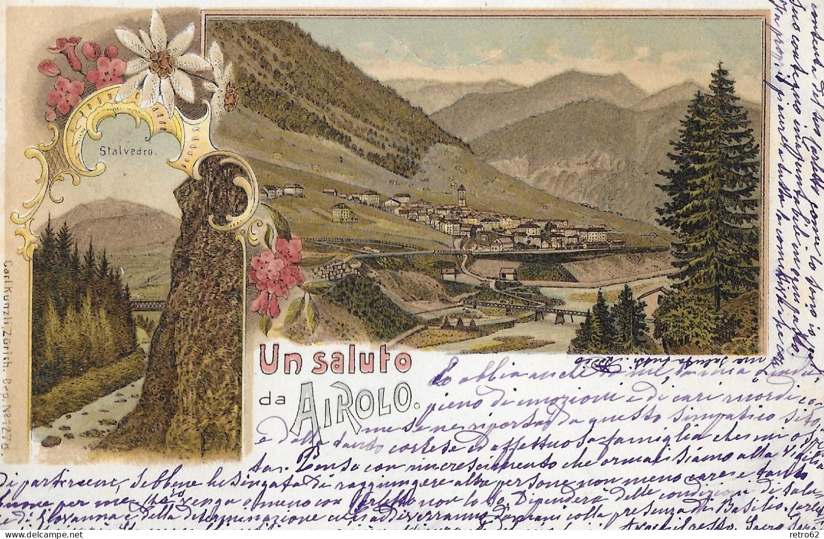 UN SALUTE DA AIROLO ► Sehr Schöne Mehrbild-Lithokarte Anno 1899    ►RAR◄ - Airolo