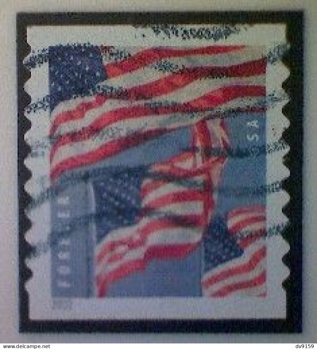 United States, Scott #5657, Used(o), 2022, Three Flags Definitive, (58¢), Red, White, And Dark And Light Blue - Used Stamps