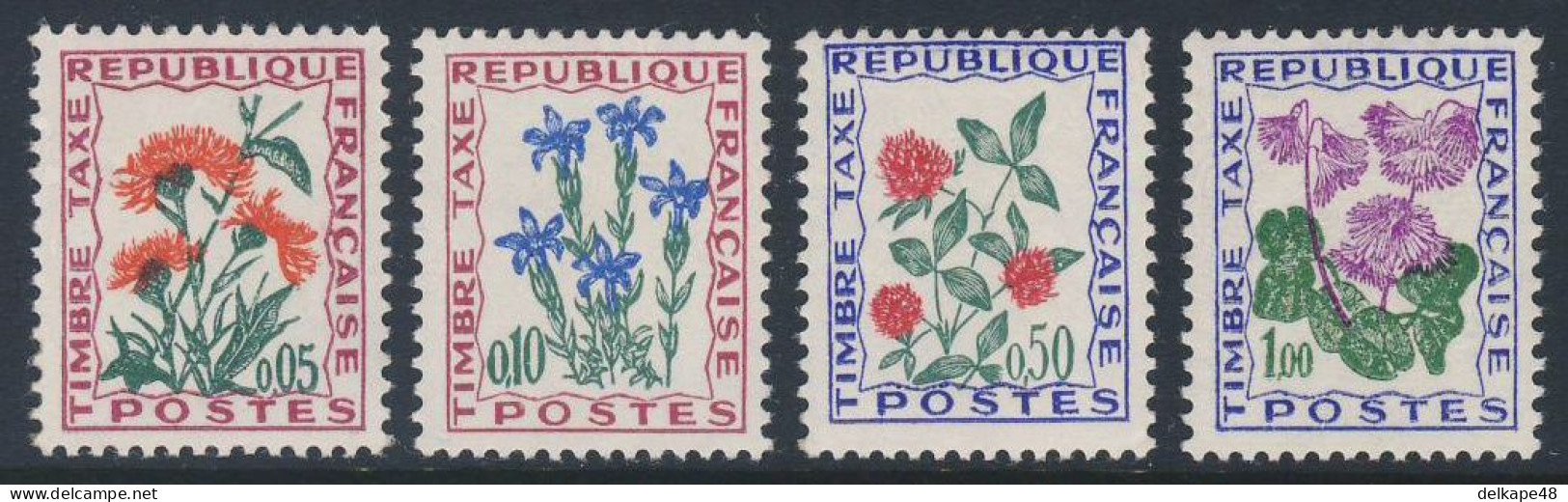 France Rep. Française 1965 Mi 100 /3  YT 95 /6 + 101 /2 ** Timbre Taxe / Portomarken / Postage Due : Fleurs / Blumen - 1960-... Ungebraucht