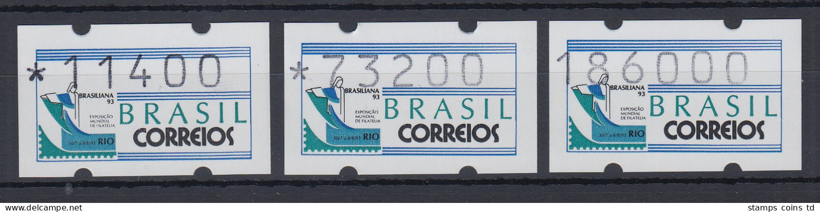 Brasilien ATM BRASILIANA'93, Mi.-Nr. 5, Satz 11400-73200-18600 ** - Franking Labels