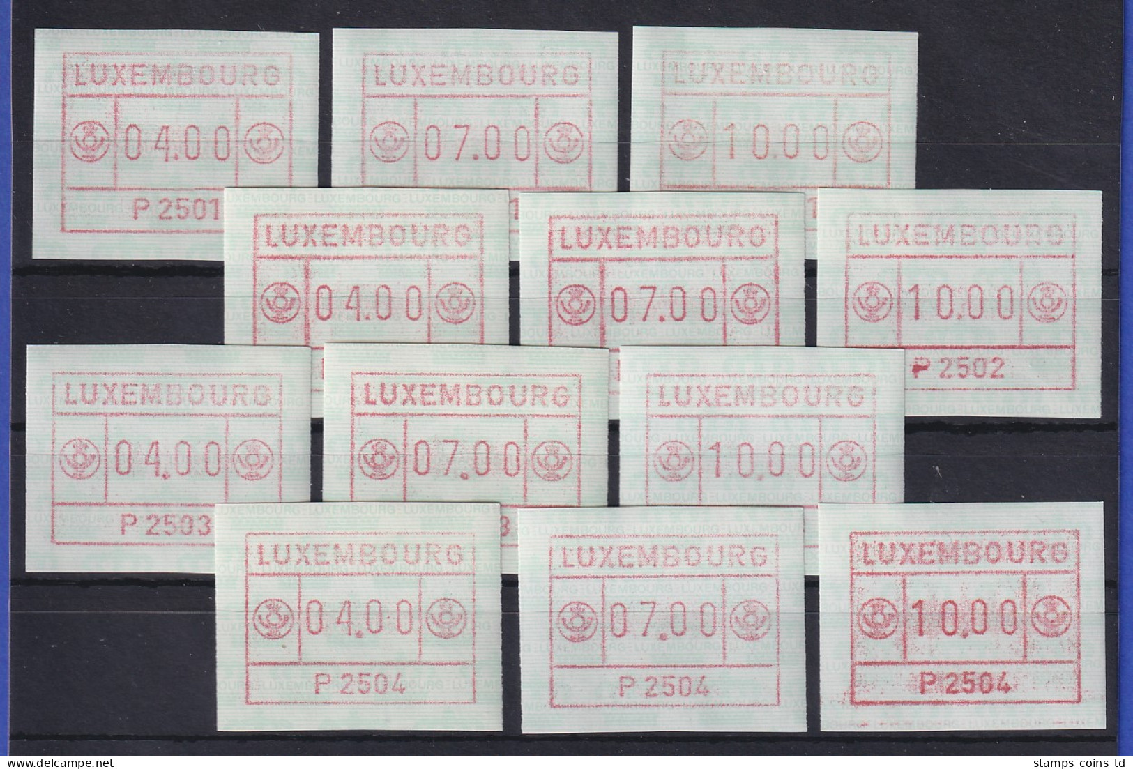 Luxemburg FRAMA-ATM 1.Ausgabe Erste 4 Aut.-Nr. P2501-P2504 Je Satz 4-7-10 ** - Postage Labels