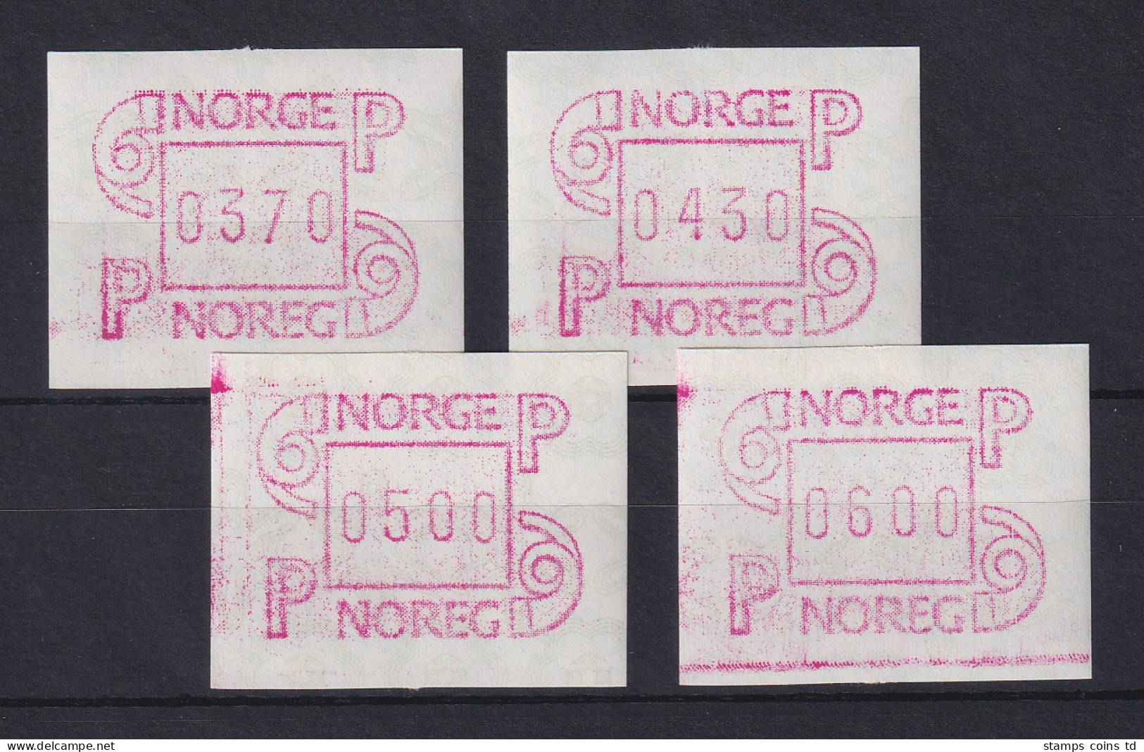 Norwegen FRAMA-ATM Mi.-Nr. 3.2d Satz 370-430-500-600 Postfrisch ** - Vignette [ATM]