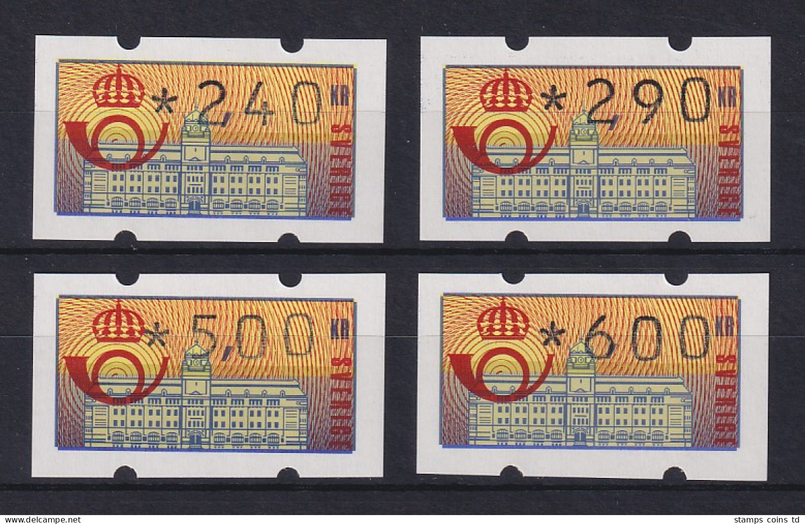 Schweden 1992 Klüssendorf ATM Mi.-Nr. 2 Satz 4 Werte 240-290-500-600 ** - Automatenmarken [ATM]