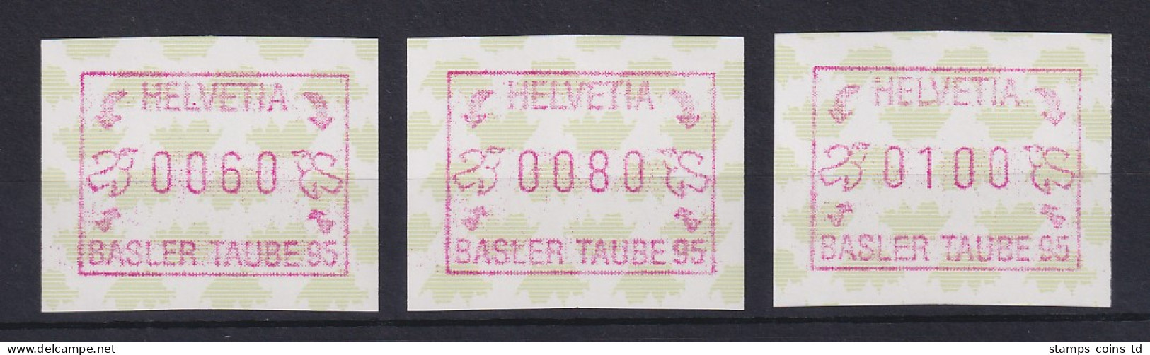 Schweiz 1995, FRAMA-ATM BASLER TAUBE '95 Mi-Nr. 6 Satz 60-80-100 ** - Automatic Stamps