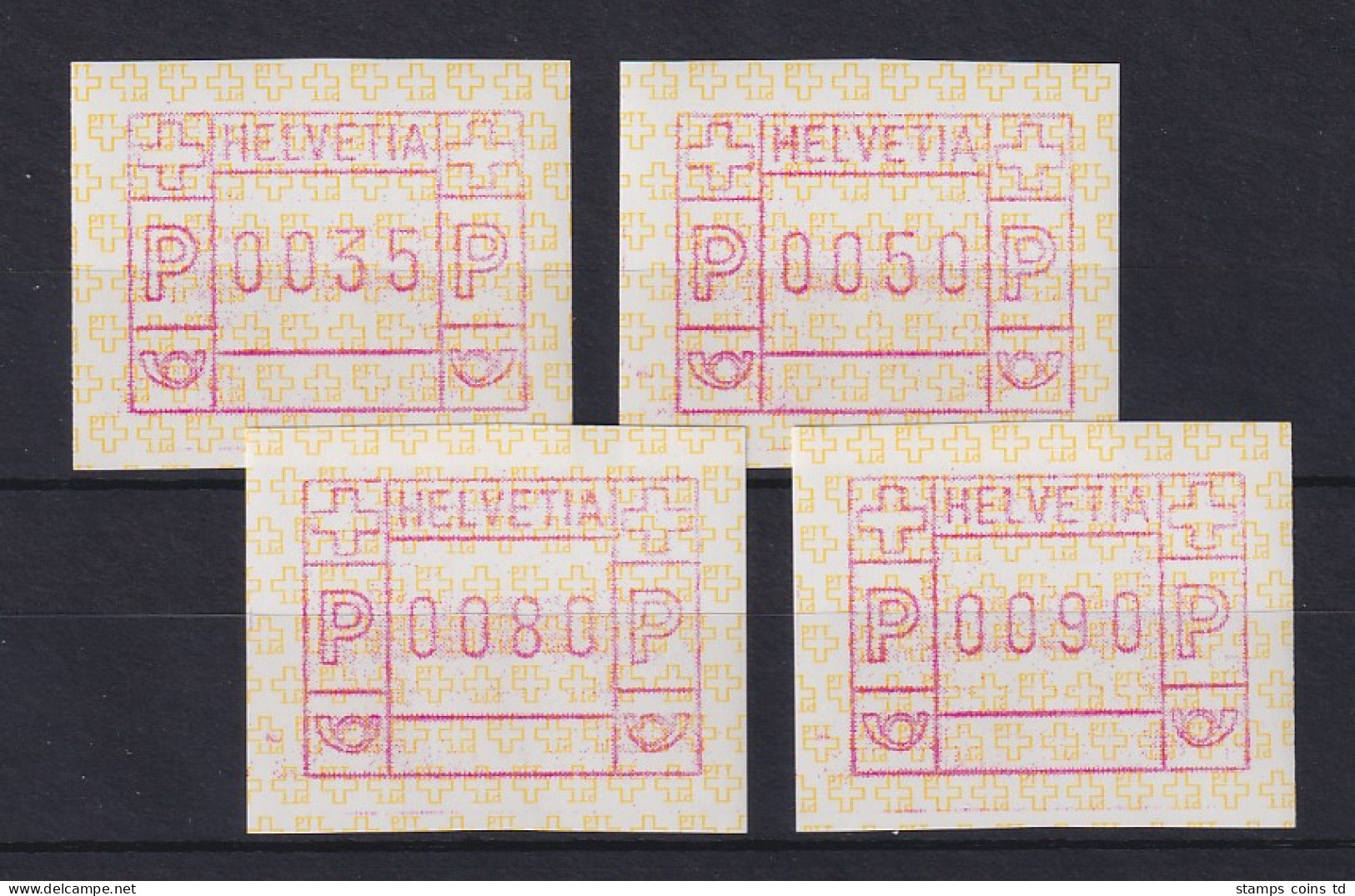 Schweiz 1990, FRAMA-ATM Postembleme Gelb,  Mi-Nr. 4 Satz 35-50-80-90 ** - Automatic Stamps