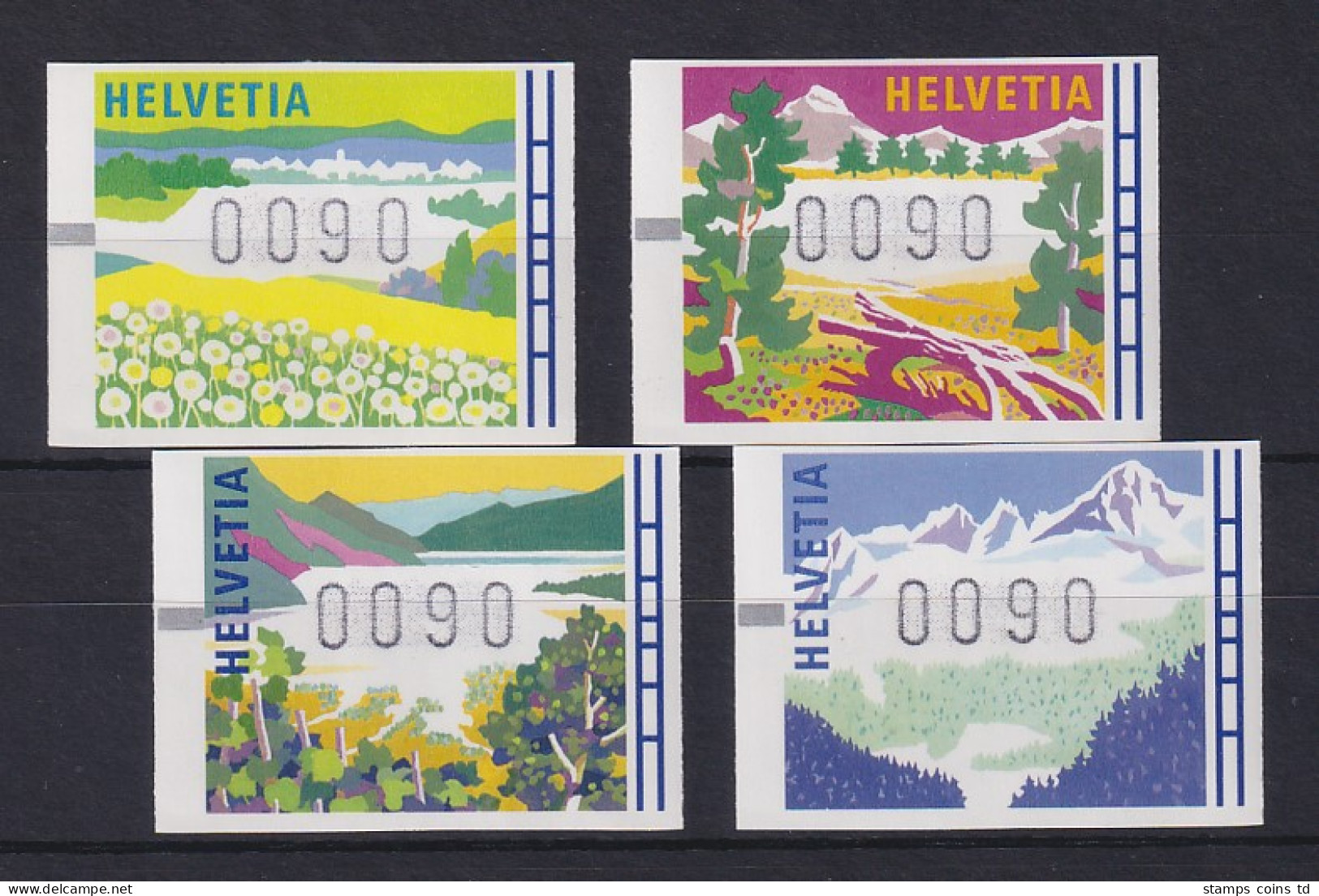 Schweiz 1996, FRAMA-ATM Landschaften Jahreszeiten, Mi-Nr. 7-10 Je Wert 0090 ** - Automatic Stamps