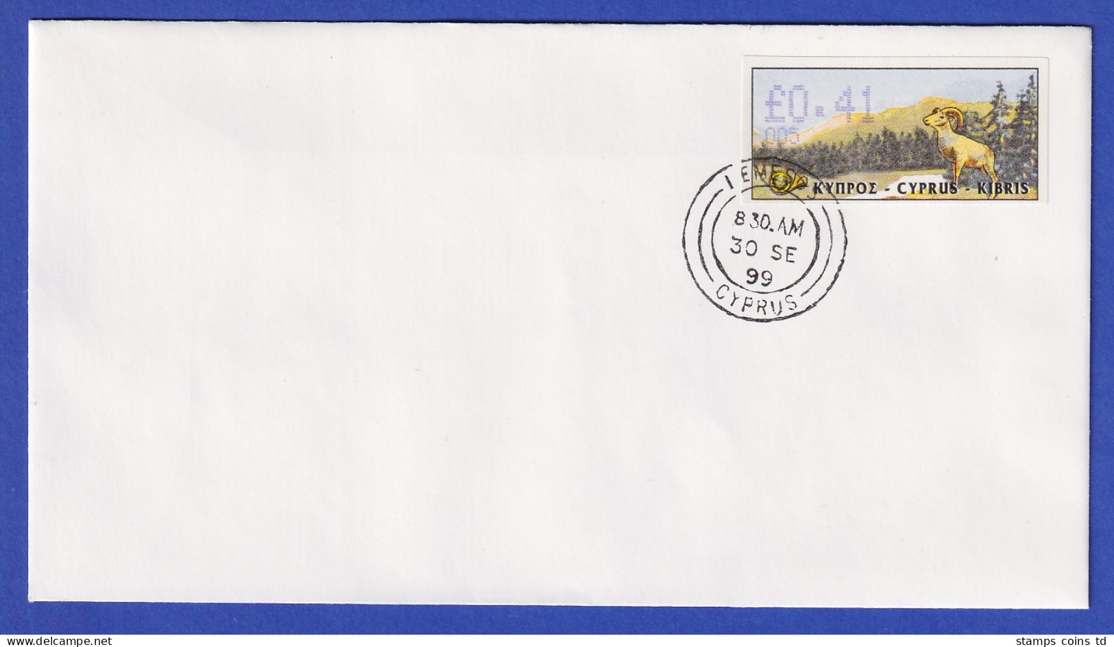 Zypern Amiel-ATM 1999 Mi-Nr. 4 Aut.-Nr.005 Wert 0,41 Auf Blanco-FDC  - Autres & Non Classés