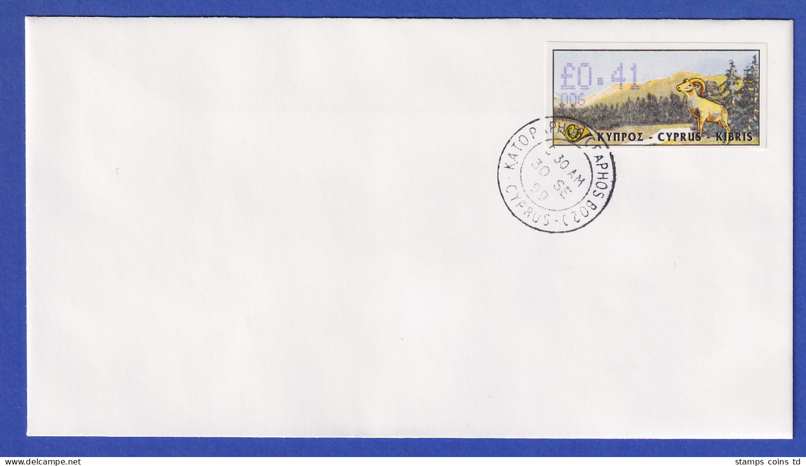 Zypern Amiel-ATM 1999 Mi-Nr. 4 Aut.-Nr.006 Wert 0,41 Auf Blanco-FDC - Autres & Non Classés