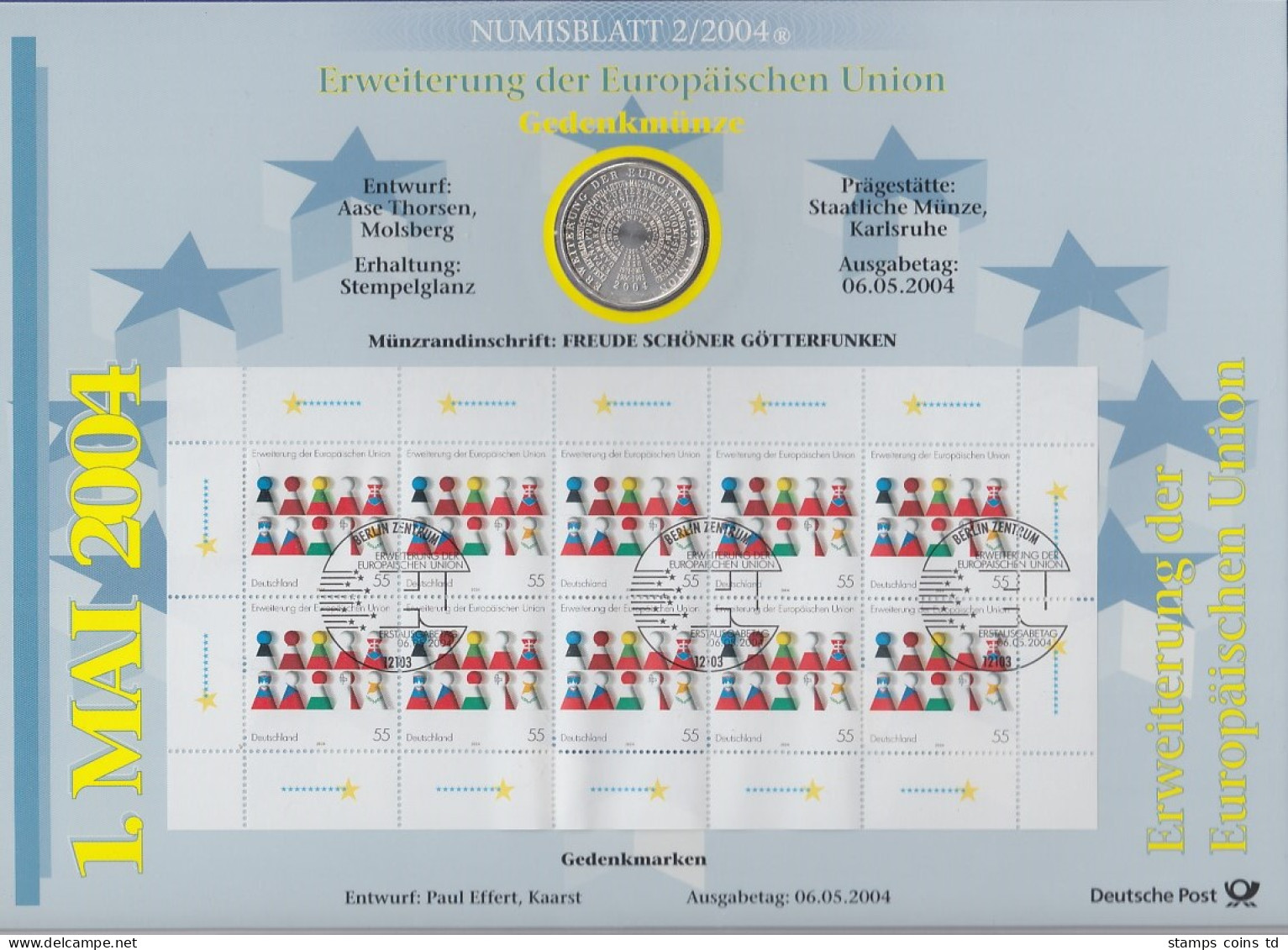 Bundesrepublik Numisblatt 2/2004 EU-Erweiterung Mit 10-Euro-Silbermünze - Collezioni