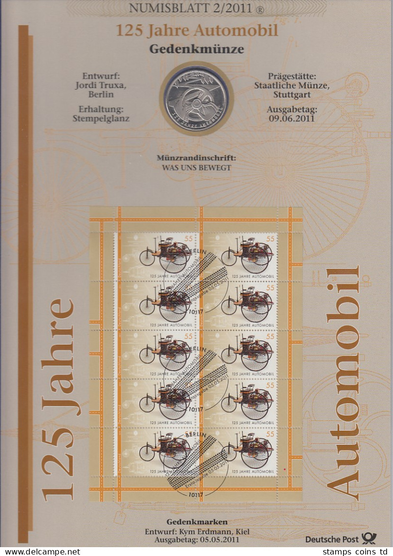 Bundesrepublik Numisblatt 2/2011 Automobil Mit 10-Euro-Gedenkmünze - Collections