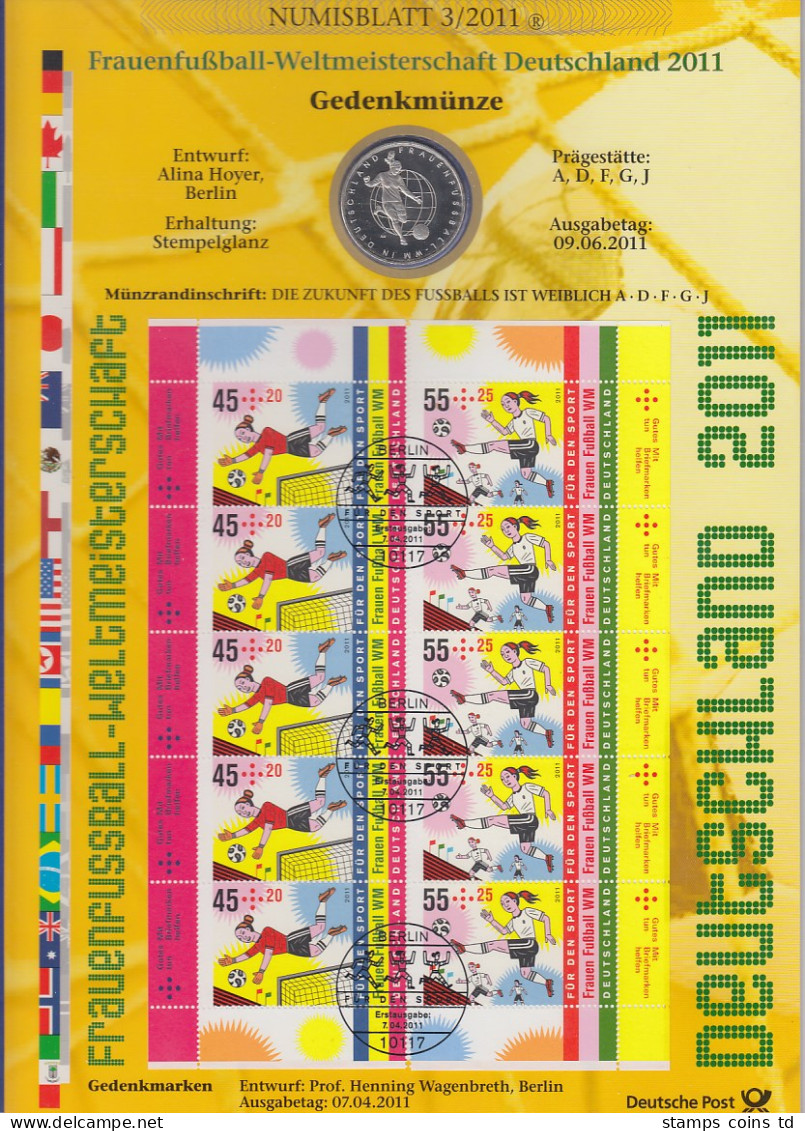 Bundesrepublik Numisblatt 3/2011 Frauen-Fussball-WM Mit 10-Euro-Gedenkmünze - Colecciones