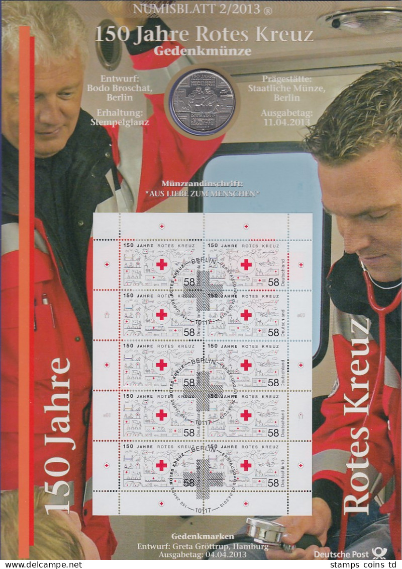 Bundesrepublik Numisblatt 2/2013 Rotes Kreuz Mit 10-Euro-Gedenkmünze - Collezioni