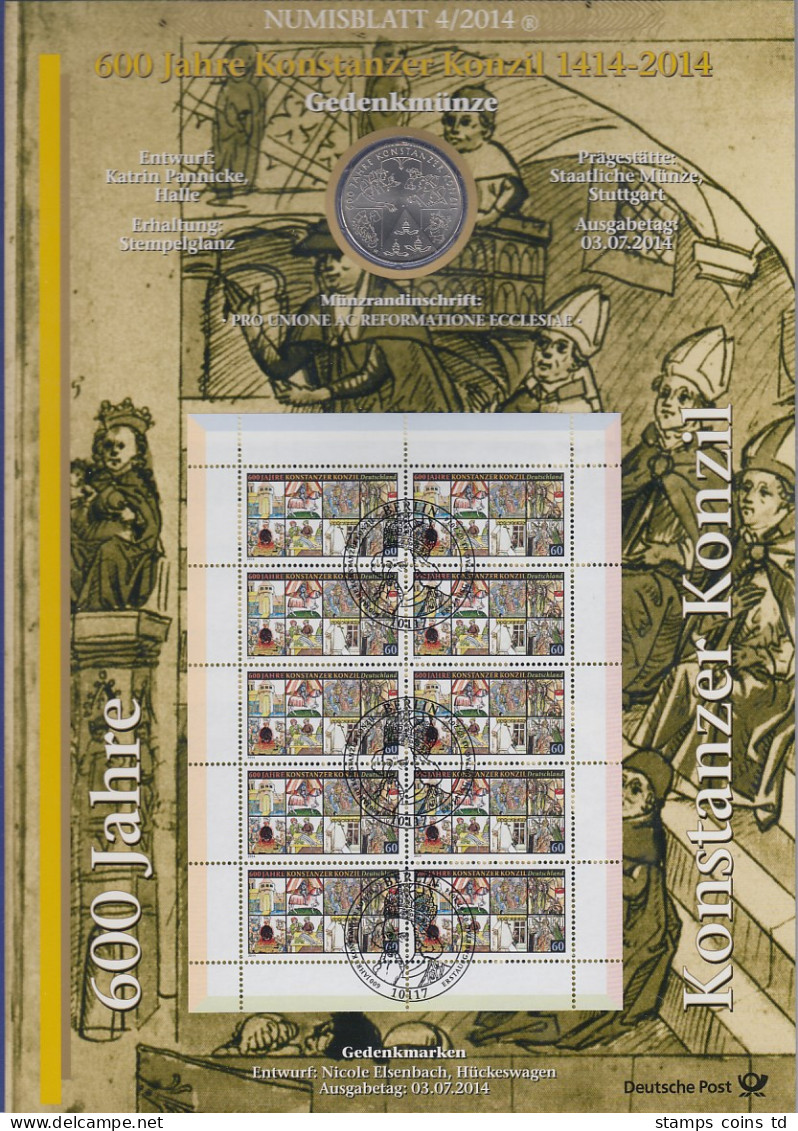 Bundesrepublik Numisblatt 4/2014 Konstanzer Konzil Mit 10-Euro-Gedenkmünze - Collections