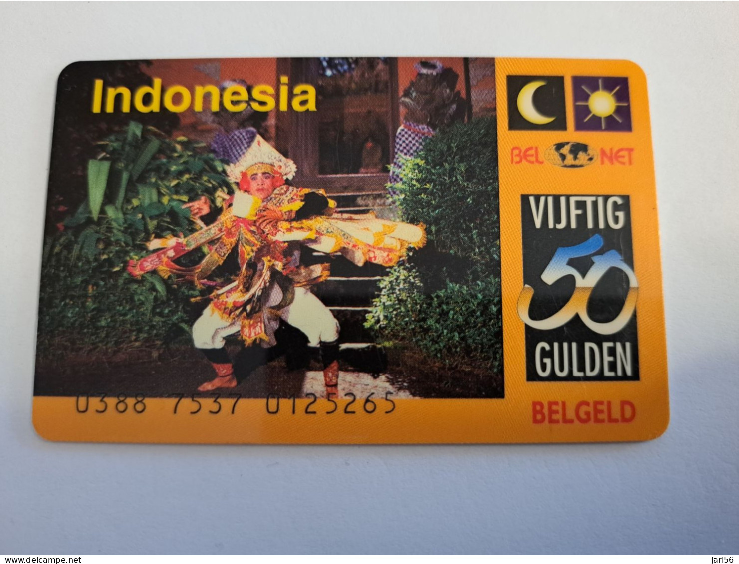 NETHERLANDS  PREPAID / HFL 50,- / INDONESIA / BEL NET/ BELGELD/ THICK CARD  / / OLDER CARD ! / USED  CARD   ** 16219** - [3] Sim Cards, Prepaid & Refills