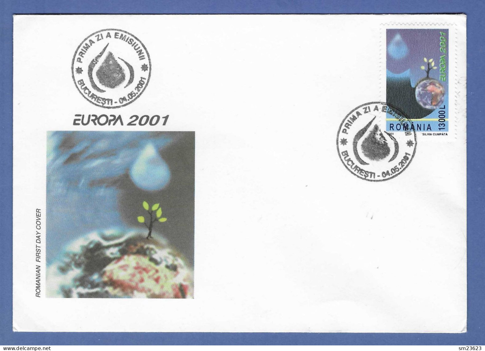 Rumänien / Romania  2001  Mi.Nr. 5573 , EUROPA CEPT Lebensspender Wasser - FDC Bucuresti 04.05.2001 - 2001