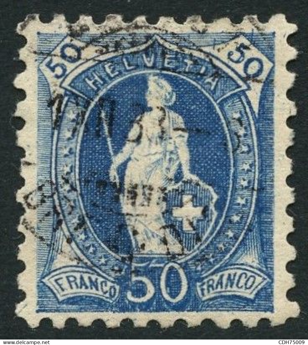 SUISSE - Z 70B  50C BLEU HELVETIA DEBOUT SIGNE BRUN - OBLITERE - Usados