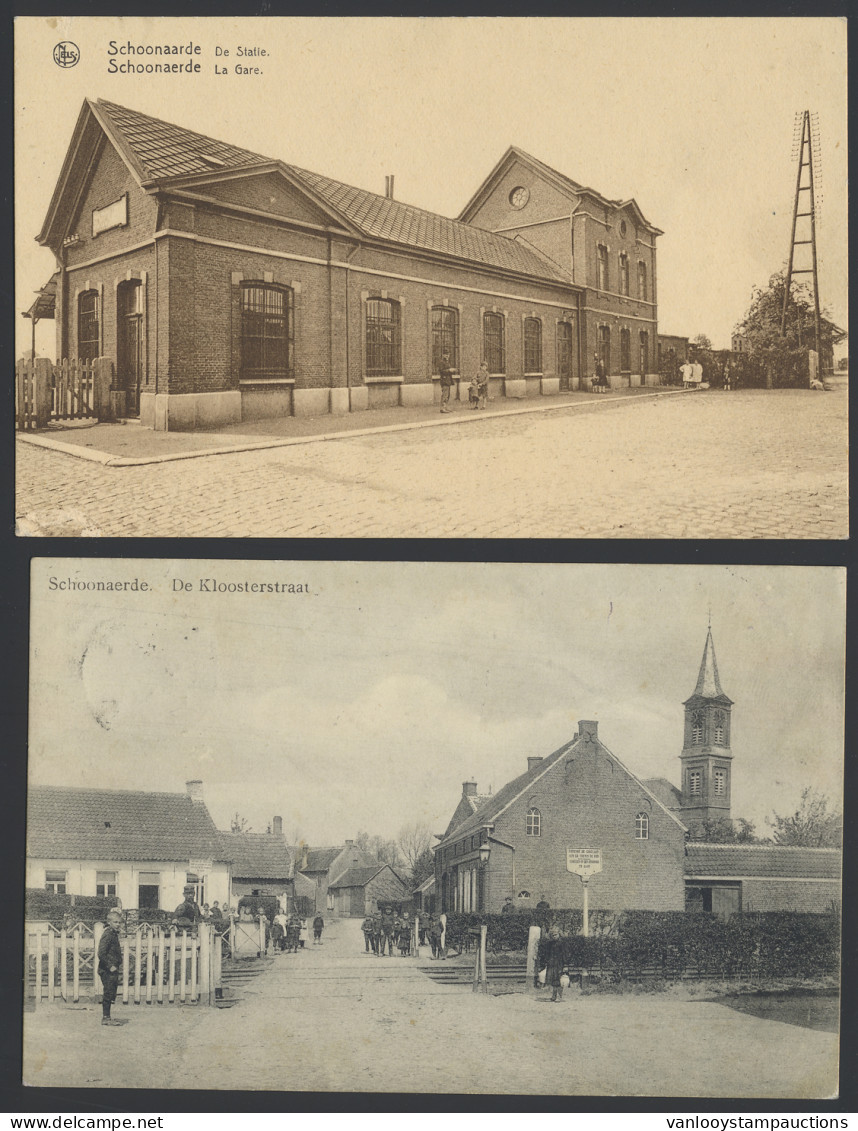 Schoonaarde, Mooie Dorpszichten, Station, Kloosterstraat, Palinghuis, Enz. (10 Stuks) - Other & Unclassified