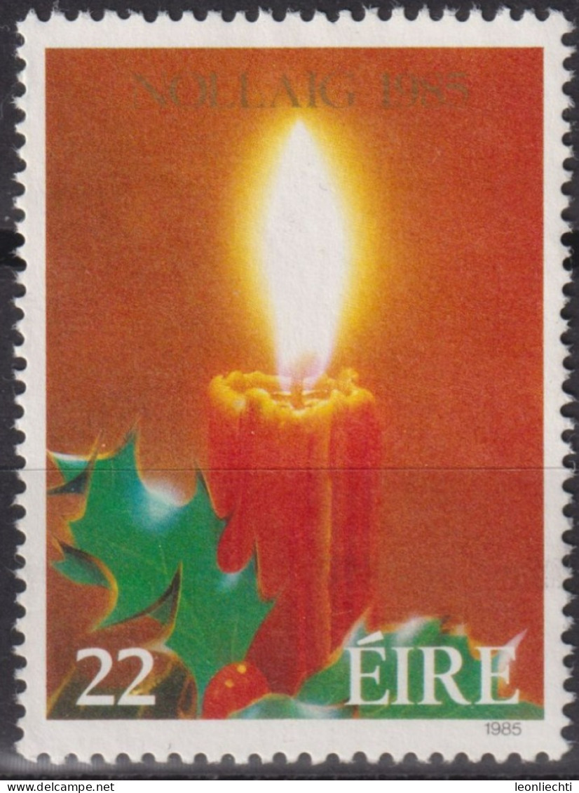 1985 Republik Irland ° Mi:IE 583, Sn:IE 649, Yt:IE 586, Lighted Candle And Holly, Weihnachten - Christmas - Oblitérés