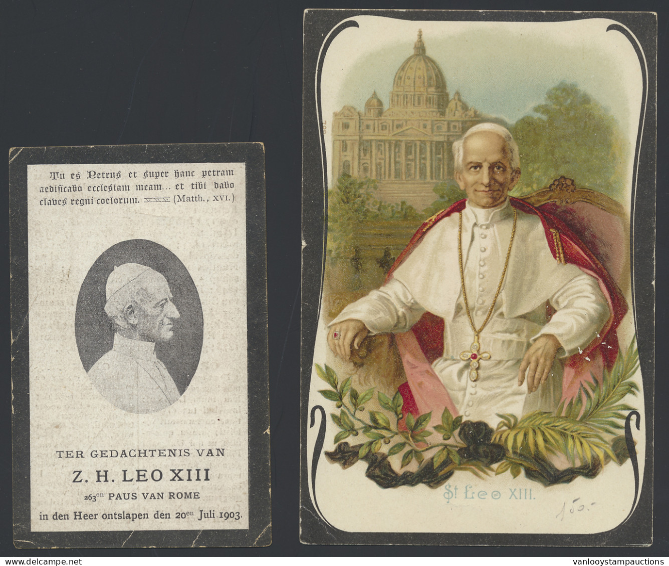 Doodsprentjes Van Paus Z.H.Leo XIII, Dd. 20 Juli 1903, Samen Met Een Postkaart, Zm - Other & Unclassified