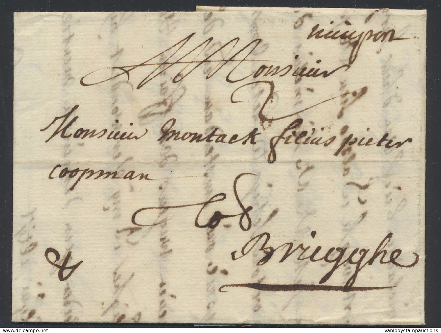 1721 Voorloper Met Inhoud, Vanuit Nieuwpoort (Herlant 2), Dd. 10 Augustus, Naar Brugghe (Brugge), Port 2 Deciemen, Manus - 1714-1794 (Austrian Netherlands)