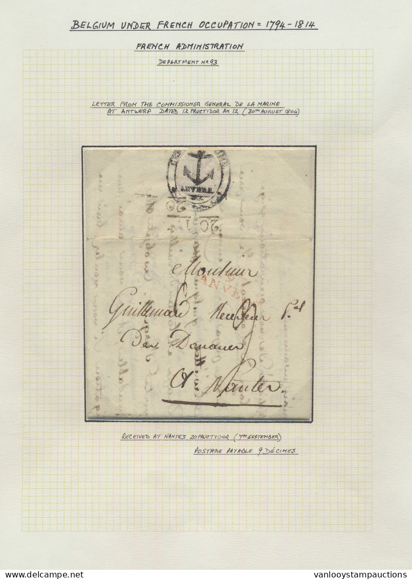 1804 Voorloper Met Inhoud, Vanuit Antwerpen Dd. 12 Fructidor AN 12 (30.08.1804) (Administratieve Stempel Commissaire Gén - 1794-1814 (Periodo Frances)