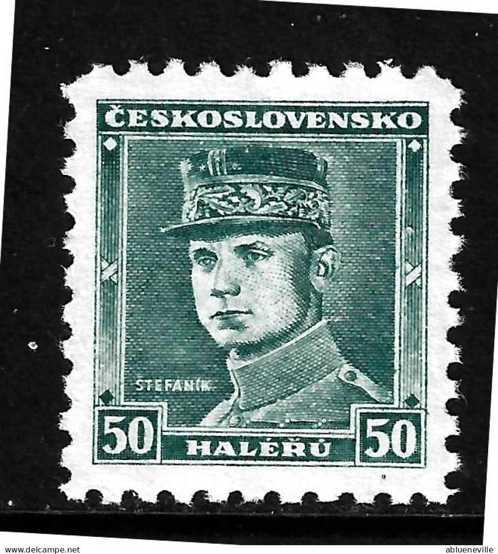 1935 Czechoslovakia 20th General Stepanik 50h Blue Green Mi 338 Sc 208 MNH/** - Unused Stamps